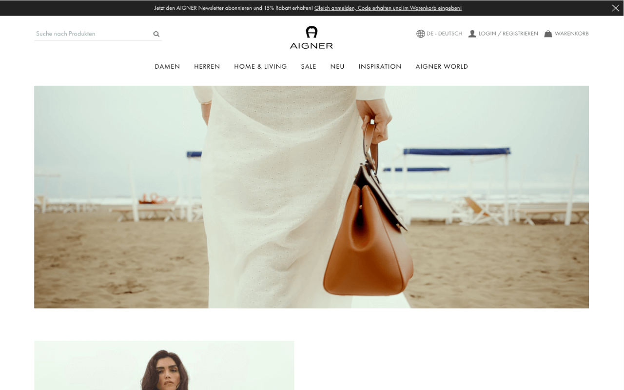 Shopware Agentur München - Relaunch der Aigner Website - Desktopview