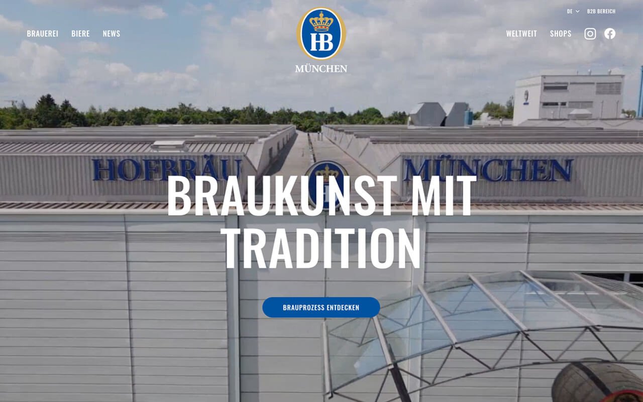 Drupal Agentur München - Relaunch der Hofbräu Website - Desktopview